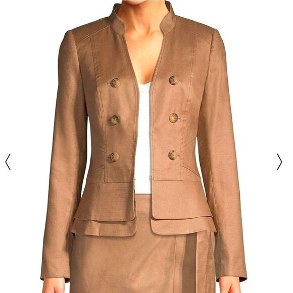 Cropped Linen Blazer Tan - Picture 6 of 8